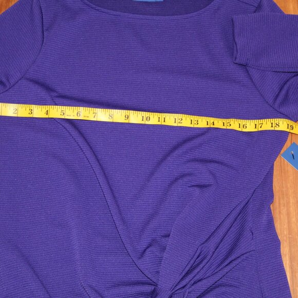 APT.9 Sweater Womens Medium Purple Long Sleeve Ribbed Knot Front Pullover Top - Picture 3 of 10